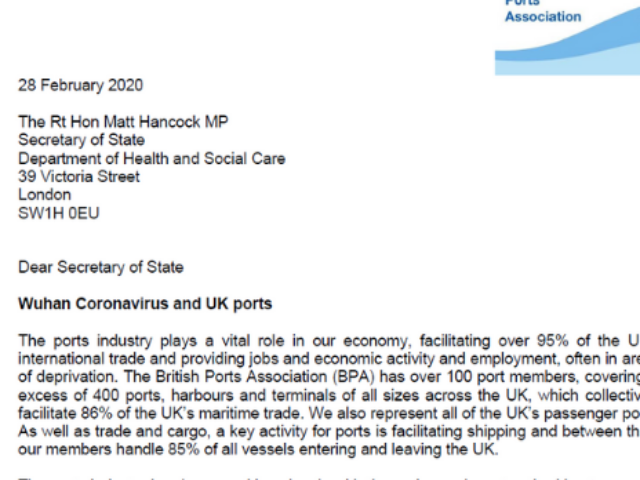 Coronavirus funding needed to keep Britain safe and trade flowing